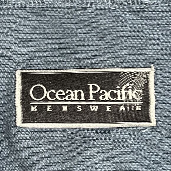 OP Ocean Pacific Camp Shirt Mens L Button Up Cotton Rayon Outdoor Vacation Beach - Picture 4 of 15